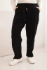 Plus Size women's cotton pants with sequin stripes black