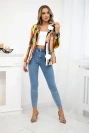 Printed cotton jacket with a button camel