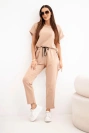Cotton set blouse + trousers camel