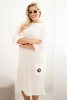 Damen Plus Size Strickkleid mit Mohair Oversize mit Tasche ecru