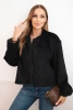 Women's fur jacket without fastening black