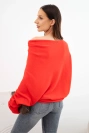 Sweter damski wiskozowy asymetryczny typu nietoperz czerwony