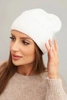 Women's winter hat with wool and delicate embellishment white