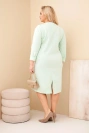 Damenkleid Plus Size mit V-Ausschnitt und Ärmel, mintfarben, masełkowa