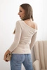 Women's blouse with an exposed shoulder made of viscose with 3/4 sleeve beige