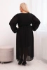 Damen Plus Size Faltenkleid aus Viskose mit langen Ärmeln schwarz