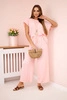 Viscose set pleated blouse + trousers powder pink