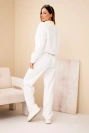 Damen-Set Butter Sweatshirt mit Kragen und gerade Hosen ecru