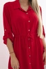 Dress with button closure and tie at the waist red