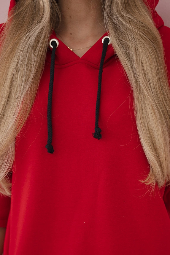 Kapuzenkleid mit Seitenschlitz rot