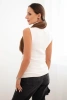 Women's sleeveless viscose blouse with a turtleneck ecru