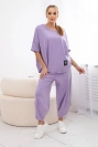 Cotton set blouse + trousers light purple