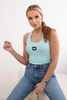 Gerippte Bluse mit mintfarbenem Blouson