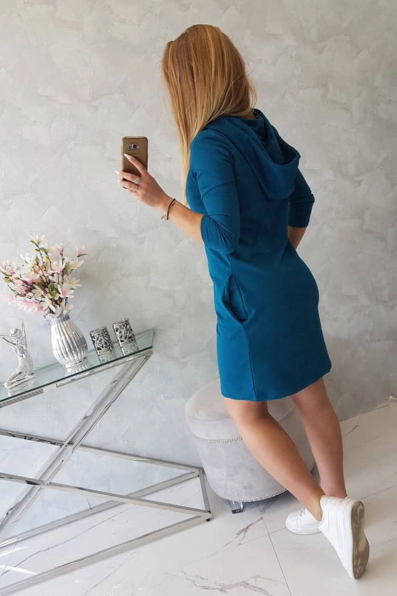 Kleid mit Kapuze und Taschen navy