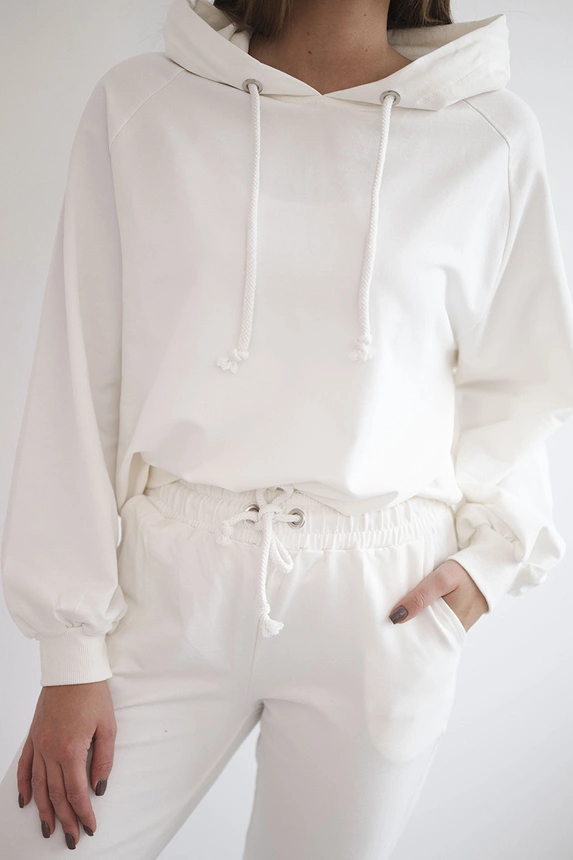 Sweatshirt set with a hood ecru