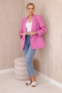Švarkas su atvartais elegantiškas tamsiai rožinė