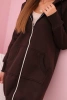 Women's insulated sweatshirt with hood and zipper brown