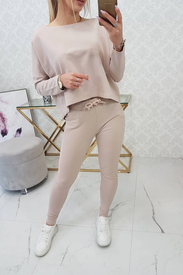Set mit übergroßer Bluse beige