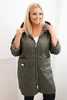 Damenjacke gepolstert Plus Size mit Futter in Leopardenmuster und Kapuze khaki