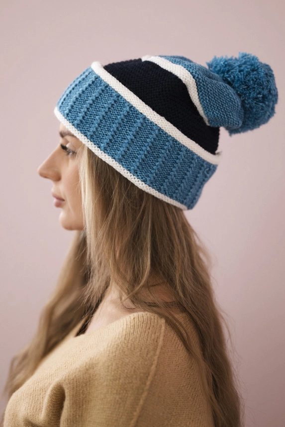 Women's cap Kinga K297 turquoise + navy blue