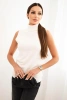 Women's sleeveless viscose blouse with a turtleneck ecru