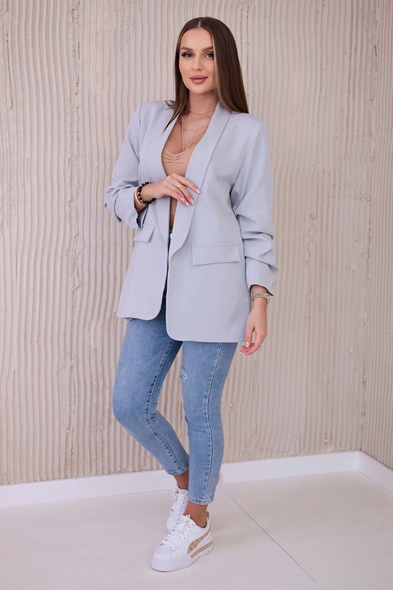 Grauer Blazer mit Revers elegant