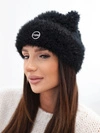 A hat women's ribbed with viscose blend and patch black