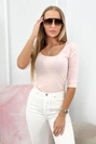 Round neckline blouse powdered pink