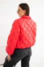 Damen Steppjacke kurz mit Kragen und Reißverschluss rot