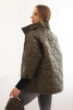 Quilted women's jacket with a short cut and a stand-up collar khaki