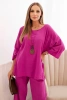 Women's set made of viscose, blouse with a necklace and pants purple