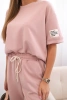 Komplet damski z wiskozy masełko z krótkim rękawem i spodniami ciemny różowy