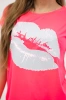 Lippenprint Bluse rosa neon