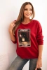 Women's cotton sweatshirt with a cat print and text red