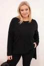 Dámska blúzka Plus Size asymetrická s dlhým rukávom čierna