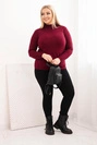 Dámsky sveter Plus Size z viskózy s golierom bordový