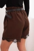 Damen-Viscose-Shorts mit Spitze und Gürtel braun