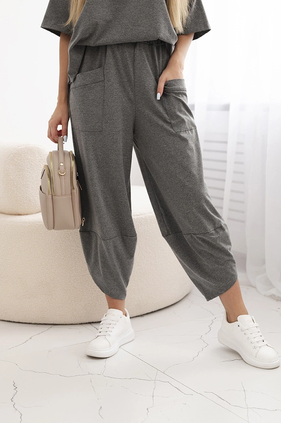 Cotton set blouse + trousers Graphite