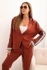 Women's set with viscose, featuring a stripe and a sports jacket, ginger