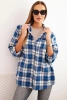 Women's cotton checkered shirt with a distressed effect cornflower blue
