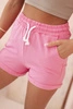 Damen Baumwollshorts mit Gummibund und Bindegürtel rosa