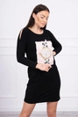 Dress with graphics 3D with pearls black