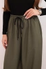 Women's wide-leg pants with tie at the bottom khaki