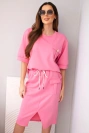 Damen-Set butterfarben mit Bluse und Midirock rosa