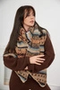 6072 Women's scarf camel + black
