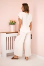 Viscose set pleated blouse + trousers beige