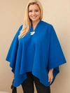 Dámska pončo narzutka Plus Size s brošňou chabrová modrá