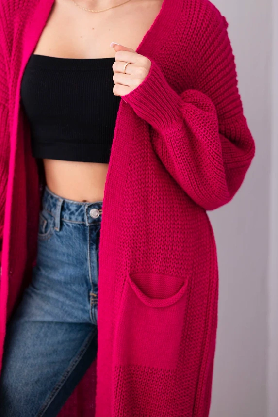 Sweater long cardigan fuchsia
