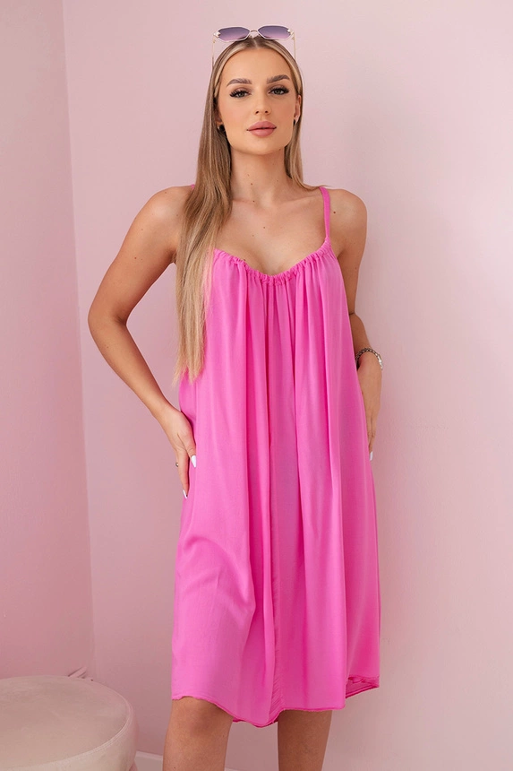 Viscose dress with straps pink