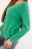 Women's sweater with viscose and V-neck green